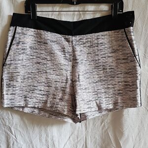 LOFT Black-Trim Heathered Gray Knit Bermuda Shorts